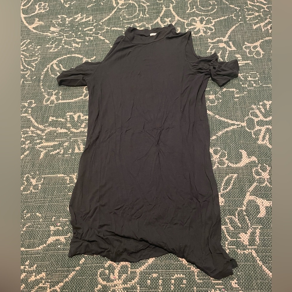 Glitz dark green cold shoulder T-shirt mini dress